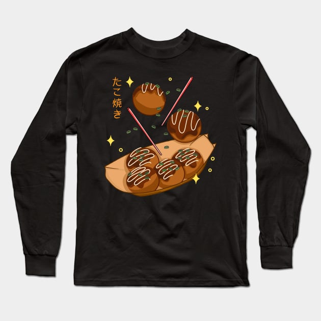 Kawaii Yummy Takoyaki Long Sleeve T-Shirt by Kimprut